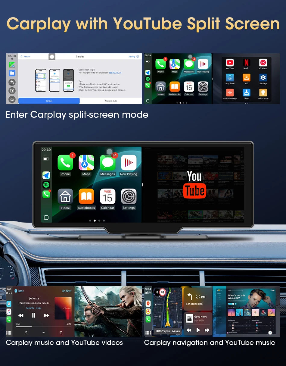 Universal 10.1" Android Auto and Carplay Device