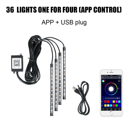 LEEPEE Wireless RGB Car Interior Lights