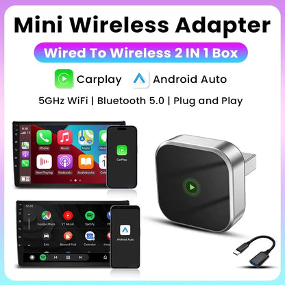 Wireless CarPlay & Android Auto Adapter Mini Box