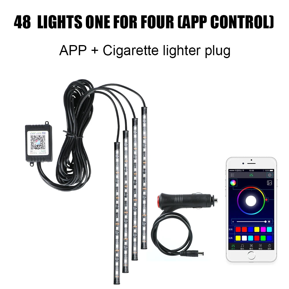LEEPEE Wireless RGB Car Interior Lights