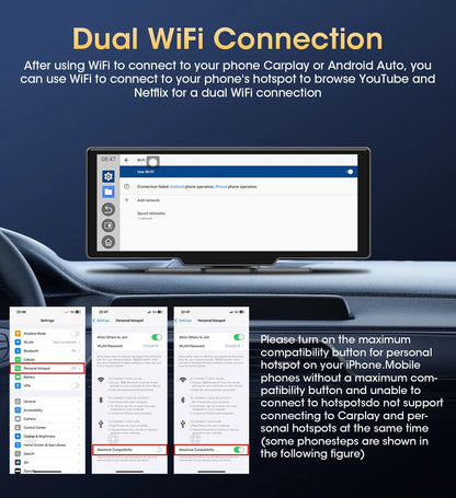 Universal 10.1" Android Auto and Carplay Device