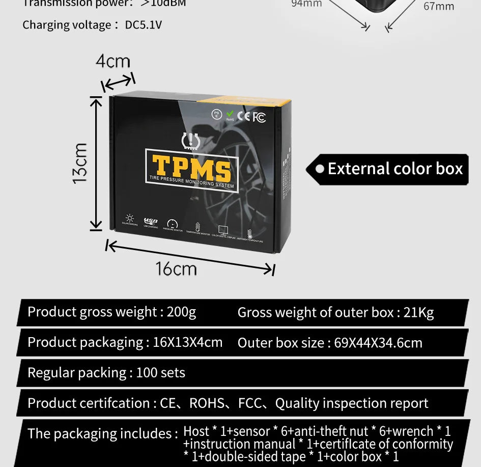 INDOMLO Solar TPMS with 4 External Sensors