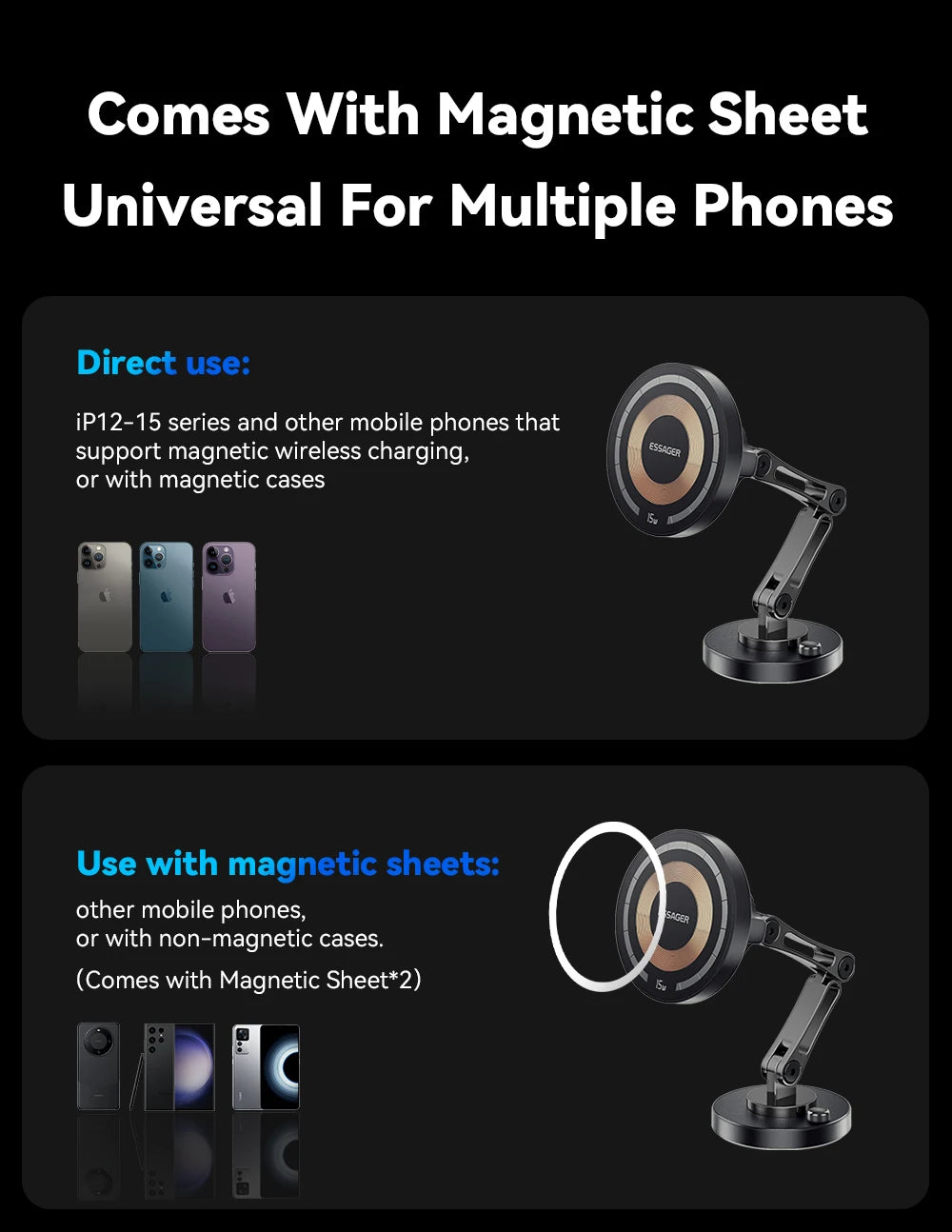 Essager Magnetic Wireless Phone Charger and Holder