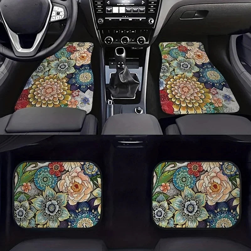 Bohemian Style Car Floor Mat Set (4-Piece)