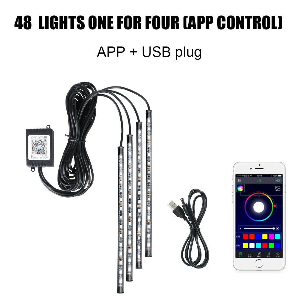 LEEPEE Wireless RGB Car Interior Lights