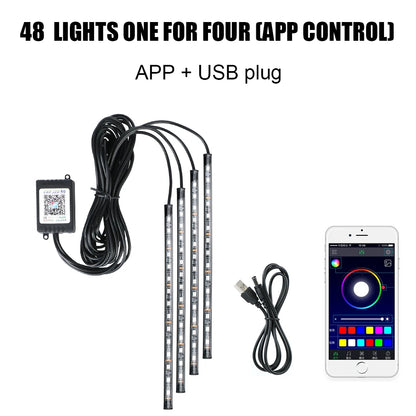 LEEPEE Wireless RGB Car Interior Lights