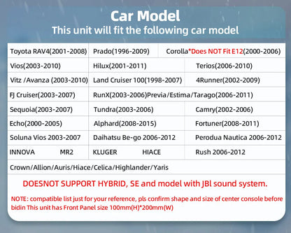 JODOFO Android Car Multimedia Player for Toyota