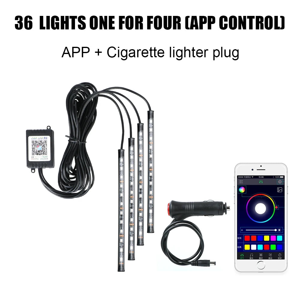 LEEPEE Wireless RGB Car Interior Lights