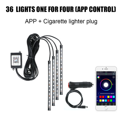 LEEPEE Wireless RGB Car Interior Lights