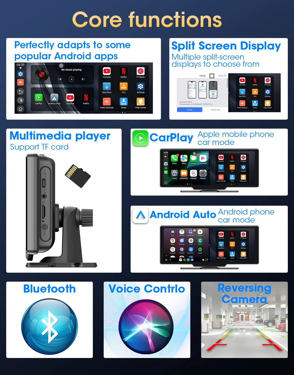 Universal 10.1" Android Auto and Carplay Device