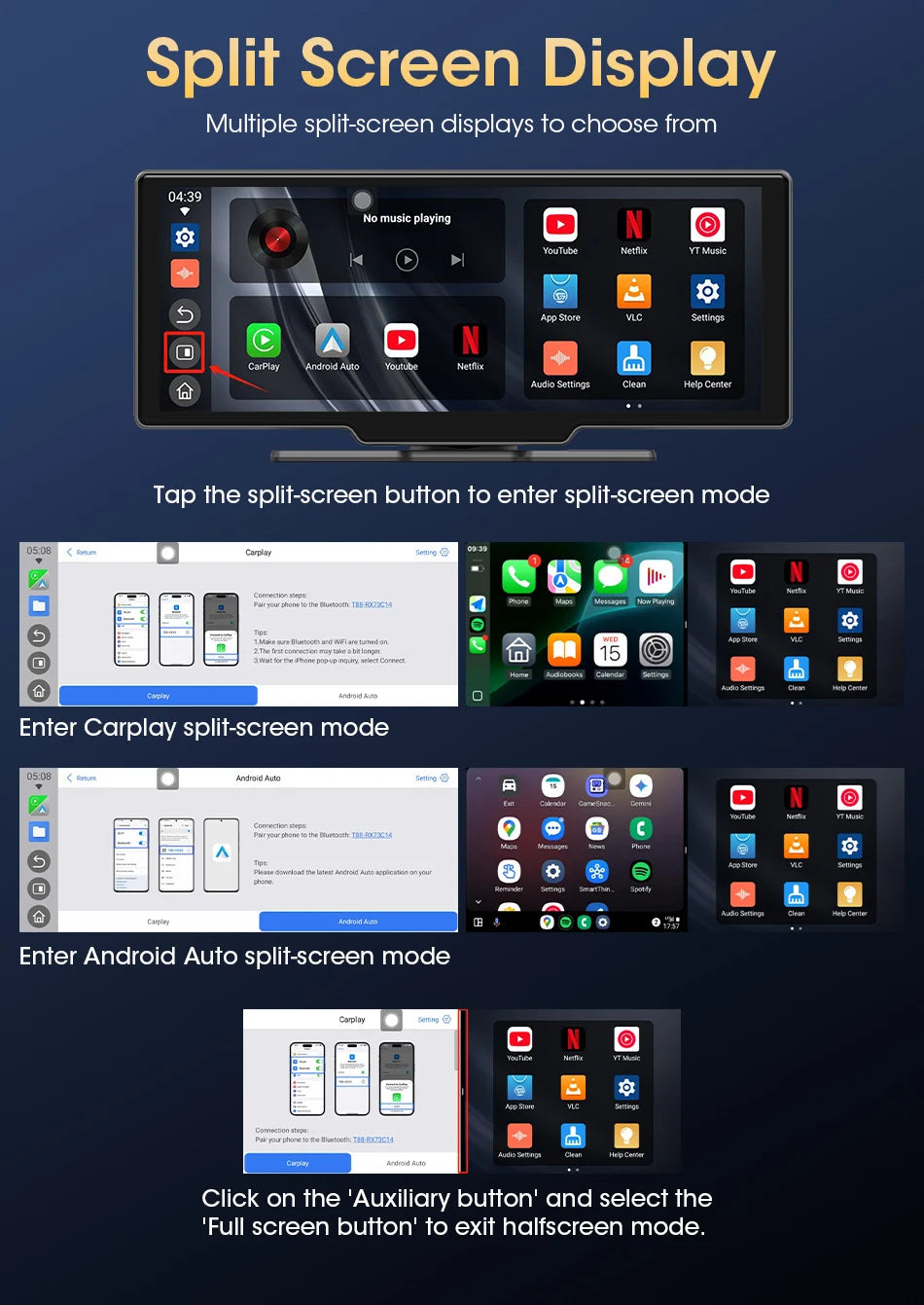 Universal 10.1" Android Auto and Carplay Device